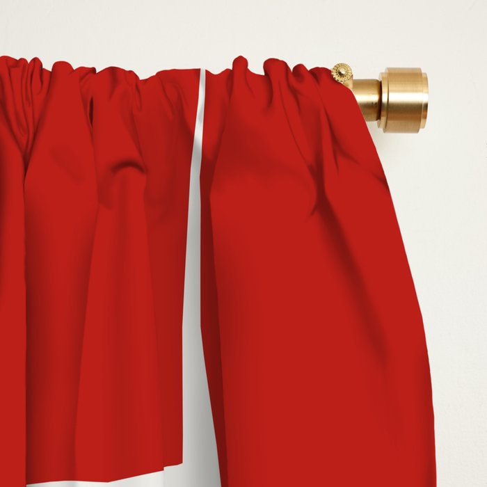 Mid Century Modern Flux Minimalist Check Grid Pattern in Red and Cream Window Curtain Gallery Image 2