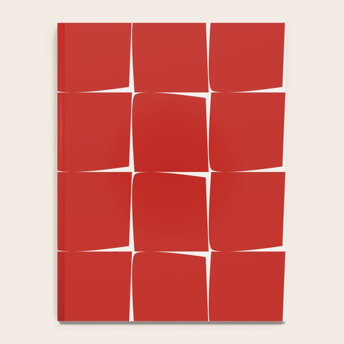 Mid Century Modern Flux Minimalist Check Grid Pattern in Red and Cream Notebook Gallery Image 4