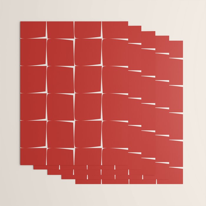 Mid Century Modern Flux Minimalist Check Grid Pattern in Red and Cream Wrapping Paper Gallery Image 3