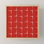 Mid Century Modern Flux Minimalist Check Grid Pattern in Red and Cream Mini Art Print Gallery Image 1