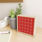 Mid Century Modern Flux Minimalist Check Grid Pattern in Red and Cream Mini Art Print Gallery Image 2