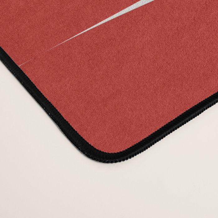 Mid Century Modern Flux Minimalist Check Grid Pattern in Red and Cream Desk Mat Gallery Image 4