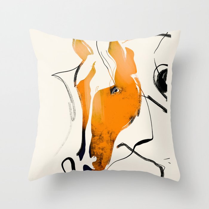 Abstract Minimal Horse 2 Throw Pillow Gallery Image 1