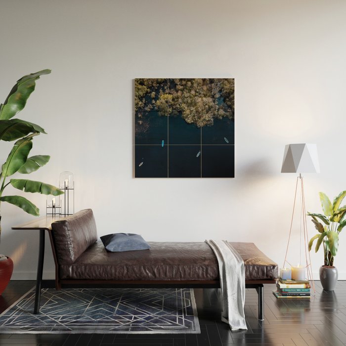 Drone photography | Aerial in Ireland above a lake Wood Wall Art Gallery Image 2