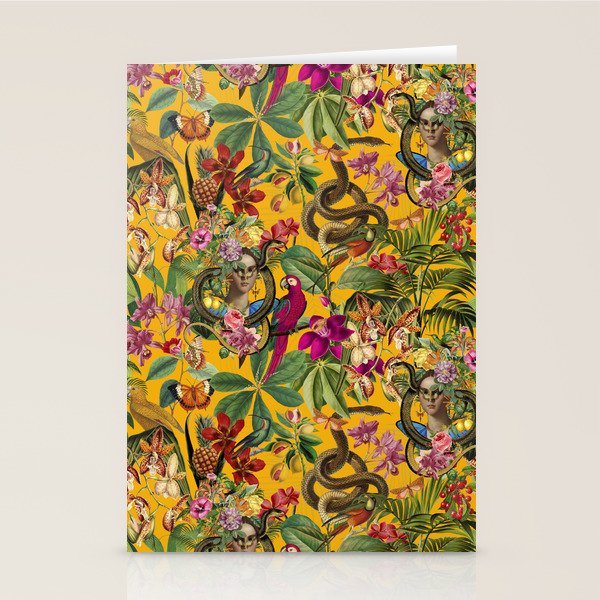 Snake Princess Tropical Jungle Vibes Multicolor Yellow Stationery Card Gallery Image 1