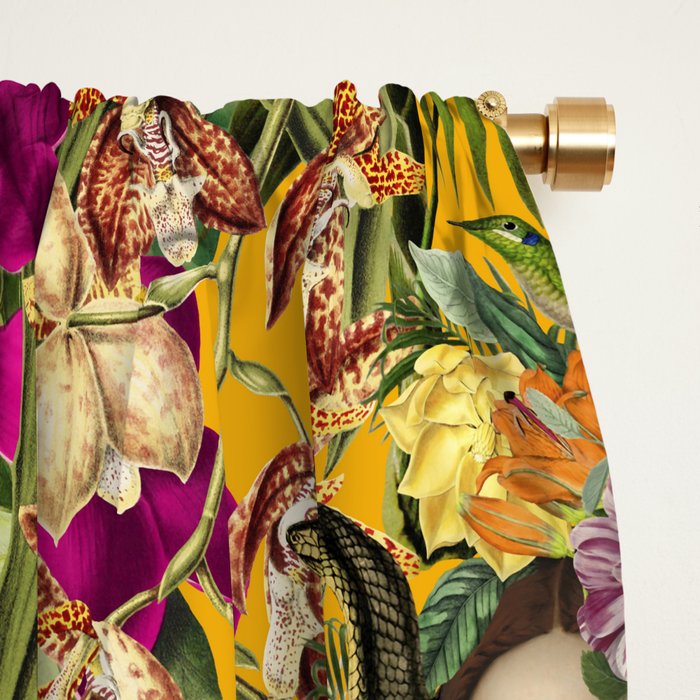 Snake Princess Tropical Jungle Vibes Multicolor Yellow Window Curtain Gallery Image 2