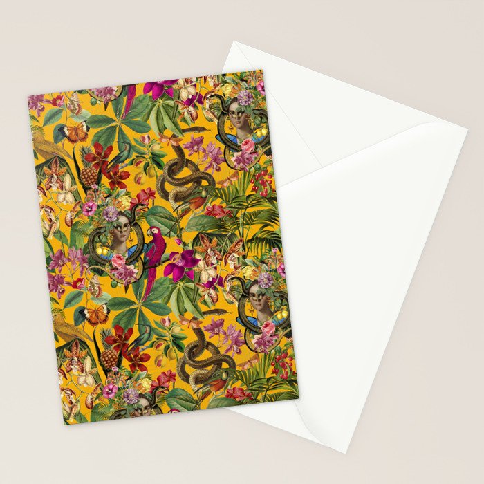 Snake Princess Tropical Jungle Vibes Multicolor Yellow Stationery Card Gallery Image 2