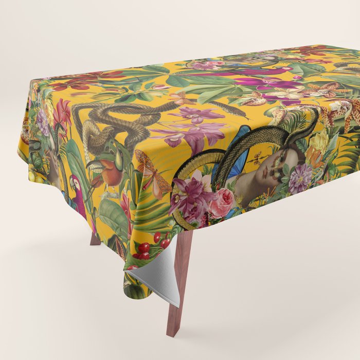 Snake Princess Tropical Jungle Vibes Multicolor Yellow Tablecloth Gallery Image 1