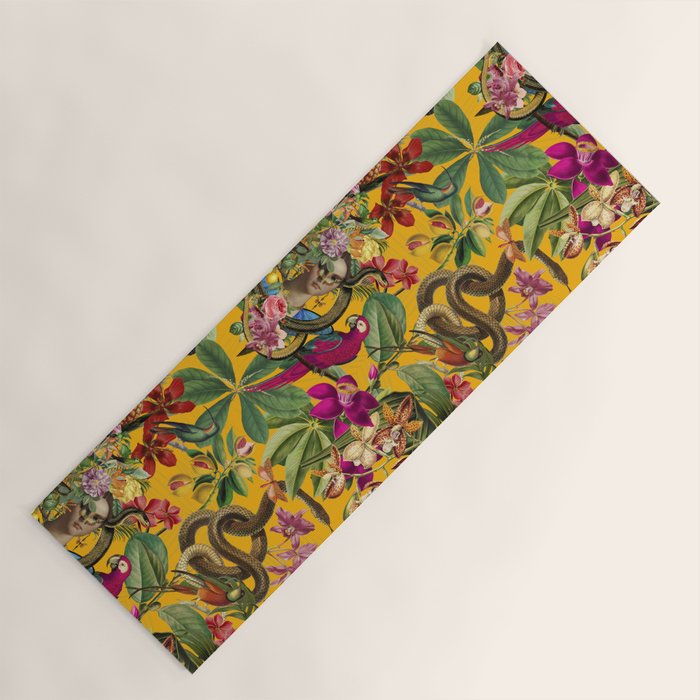 Snake Princess Tropical Jungle Vibes Multicolor Yellow Yoga Mat Gallery Image 1