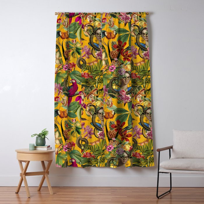 Snake Princess Tropical Jungle Vibes Multicolor Yellow Window Curtain Gallery Image 5
