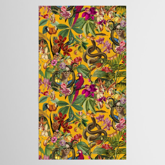 Snake Princess Tropical Jungle Vibes Multicolor Yellow Tablecloth Gallery Image 2