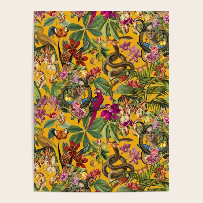 Snake Princess Tropical Jungle Vibes Multicolor Yellow Poster Gallery Image 4