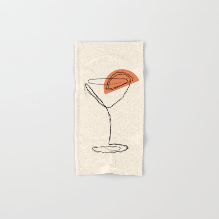 Minimalist Orange Martini Cocktail Drink Bath Towel Gallery Image 1