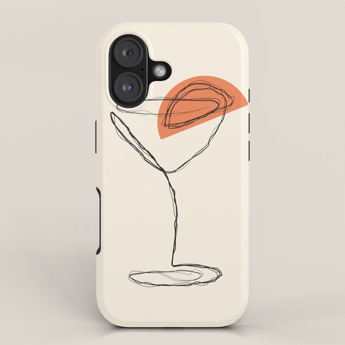 Minimalist Orange Martini Cocktail Drink iPhone Case Gallery Image 1