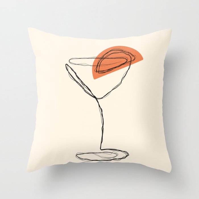 Minimalist Orange Martini Cocktail Drink Throw Pillow Gallery Image 6