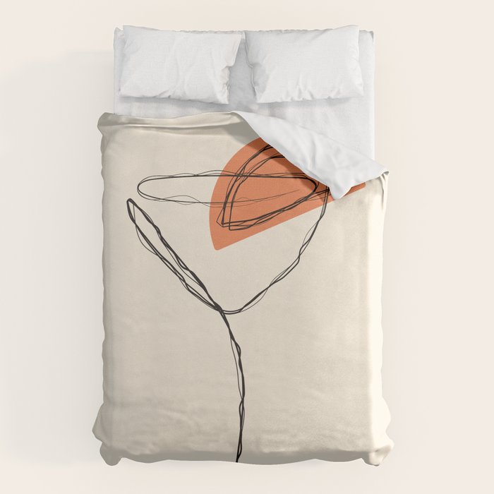 Minimalist Orange Martini Cocktail Drink Duvet Cover Gallery Image 1