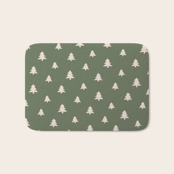 Christmas Tree Pattern Green Bath Mat Gallery Image 1