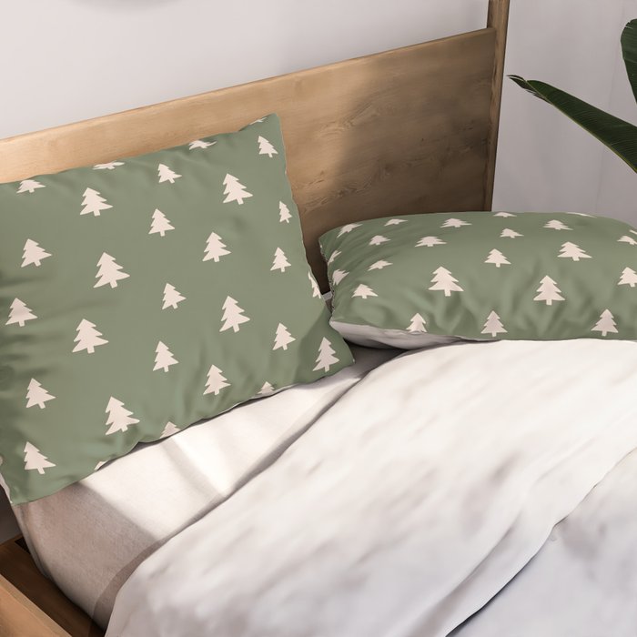 Christmas Tree Pattern Green Pillow Sham Gallery Image 2