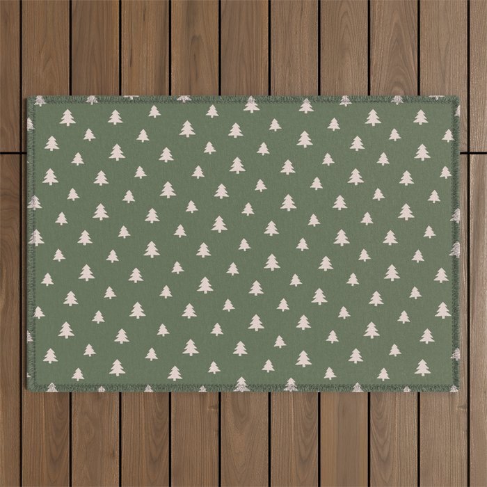 Christmas Tree Pattern Green Outdoor Rug Gallery Image 1