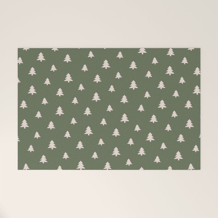 Christmas Tree Pattern Green Welcome Mat Gallery Image 1
