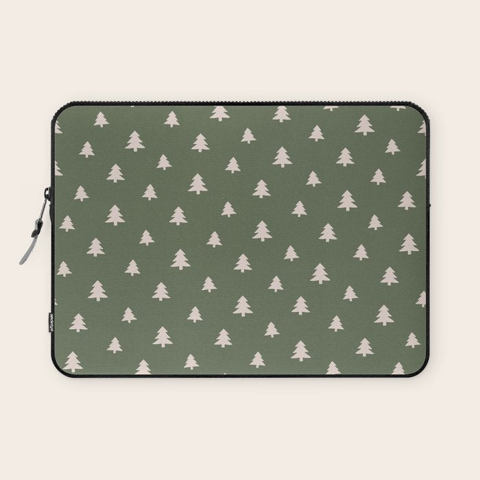 Christmas Tree Pattern Green Laptop Sleeve Gallery Image 1