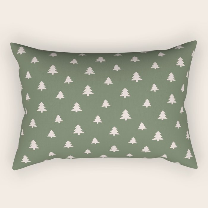 Christmas Tree Pattern Green Rectangular Pillow Gallery Image 2