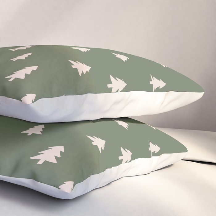 Christmas Tree Pattern Green Pillow Sham Gallery Image 3