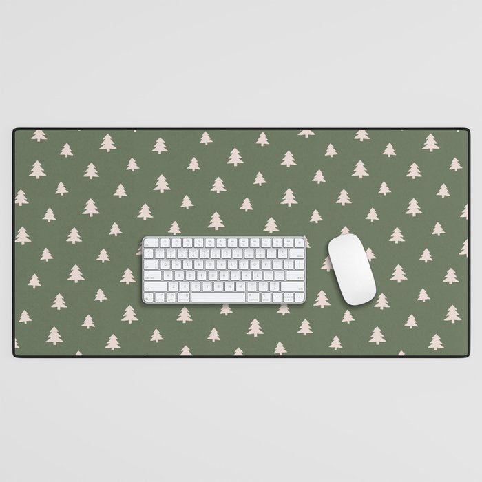 Christmas Tree Pattern Green Desk Mat Gallery Image 1