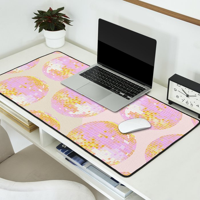 Disco Ball - Peach Desk Mat Gallery Image 2