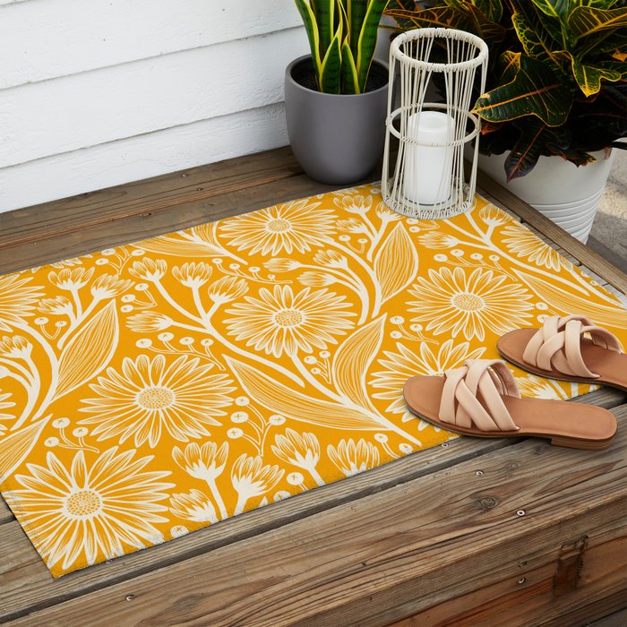 Saffron Coneflowers Outdoor Rug Gallery Image 2