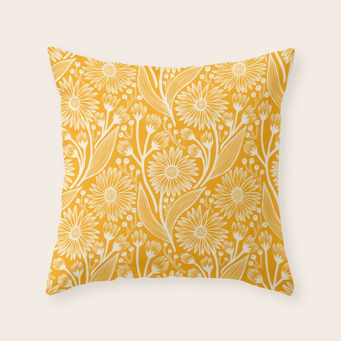 Saffron Coneflowers Throw Pillow Gallery Image 1