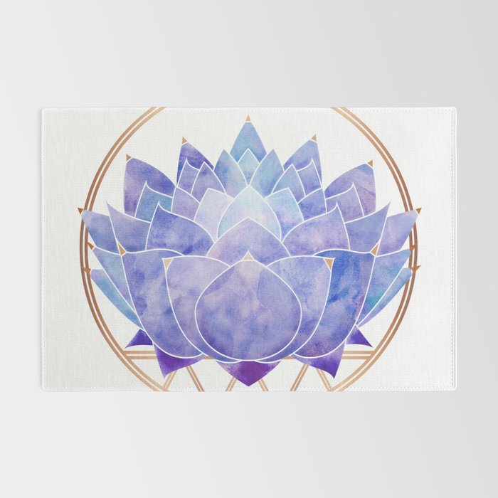Violet Zen Lotus Flower Watercolor Rug Gallery Image 2