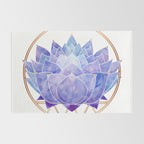 Violet Zen Lotus Flower Watercolor Rug Gallery Image 2