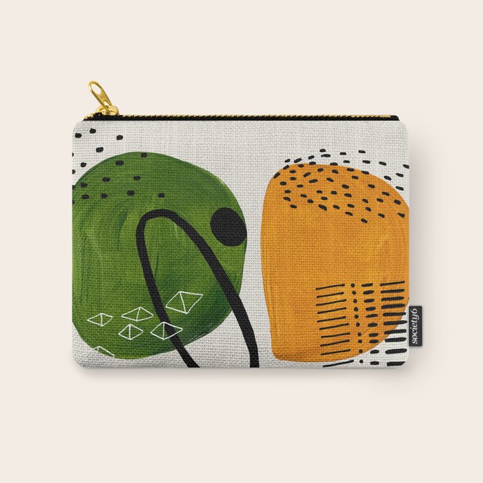 Mid Century Modern Abstract Colorful Art Patterns Olive Green Yellow Ochre Orbit Geometric Objects Carry All Pouch Gallery Image 1