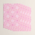 Pink Floral 70s Style Groovy Flowers Wrapping Paper Gallery Image 3