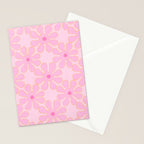 Pink Floral 70s Style Groovy Flowers Stationery Card Gallery Image 2