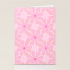 Pink Floral 70s Style Groovy Flowers Stationery Card Gallery Image 2