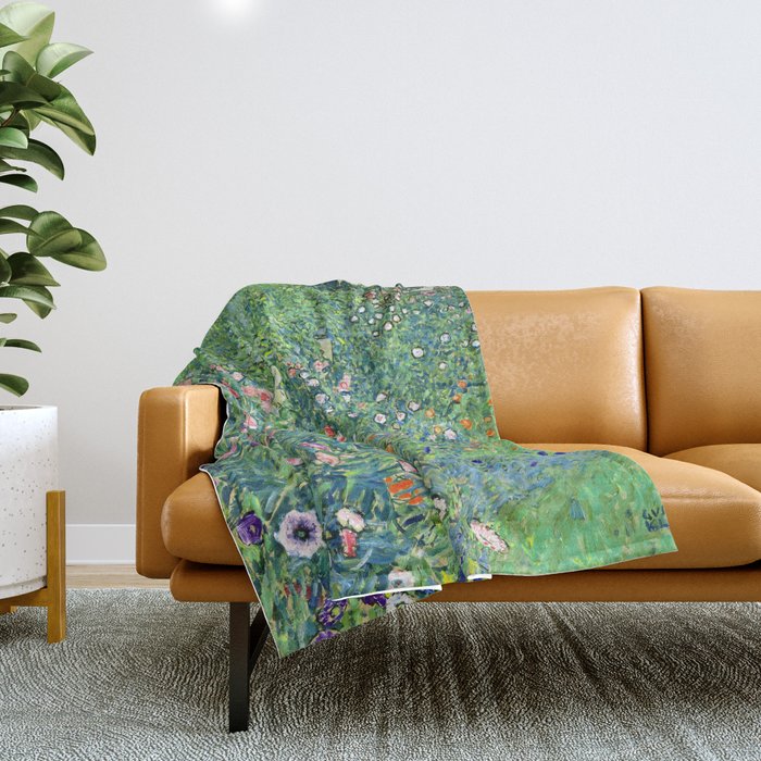 Gustav Klimt Italian Garden Throw Blanket Gallery Image 1