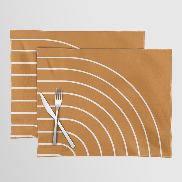 Minimal Arch XXII Bright 70s Orange Modern Geometric Lines Placemat Gallery Image 1