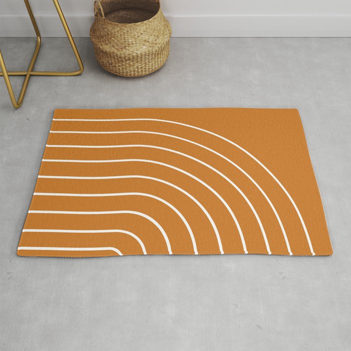 Minimal Arch XXII Bright 70s Orange Modern Geometric Lines Rug Gallery Image 1