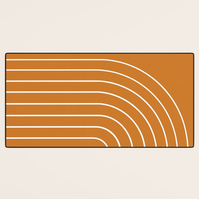 Minimal Arch XXII Bright 70s Orange Modern Geometric Lines Desk Mat Gallery Image 3