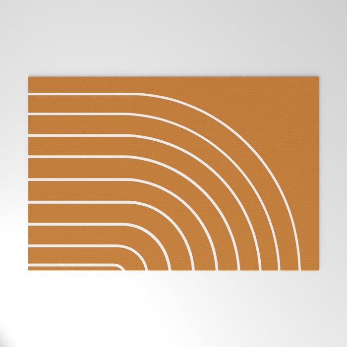 Minimal Arch XXII Bright 70s Orange Modern Geometric Lines Welcome Mat Gallery Image 1