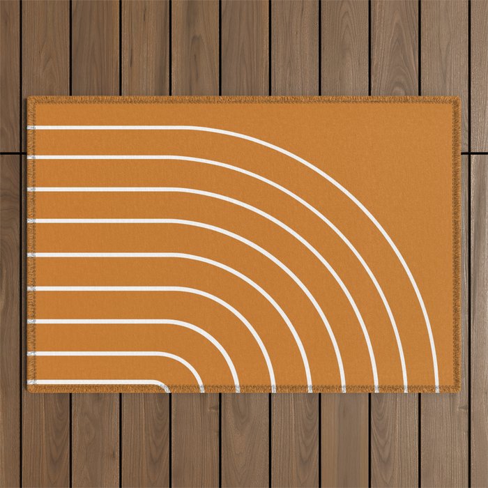 Minimal Arch XXII Bright 70s Orange Modern Geometric Lines Outdoor Rug Gallery Image 1