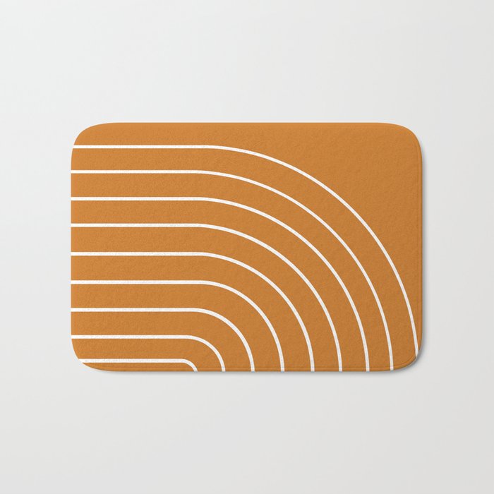 Minimal Arch XXII Bright 70s Orange Modern Geometric Lines Bath Mat Gallery Image 1