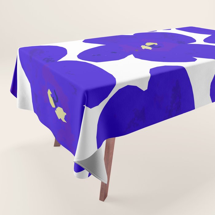 Blue Retro Flowers #decor #society6 #buyart Tablecloth Gallery Image 1