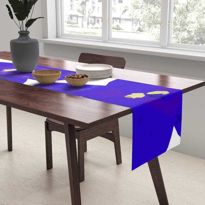 Blue Retro Flowers #decor #society6 #buyart Table Runner Gallery Image 2