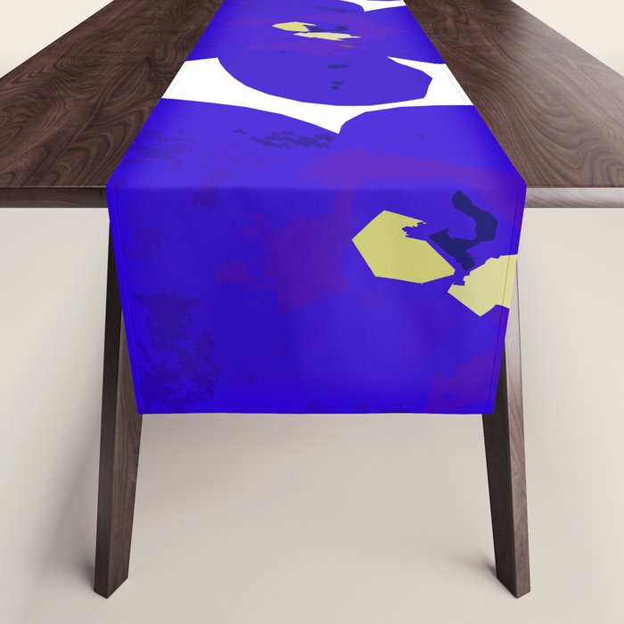 Blue Retro Flowers #decor #society6 #buyart Table Runner Gallery Image 1