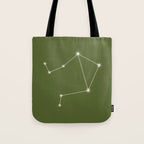 Libra Zodiac Star Constellation Line Art Olive Green Tote Bag Gallery Image 1