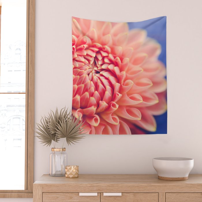 Enlightened -pink autumn dahlia flower photography Wall Tapestry Gallery Image 2