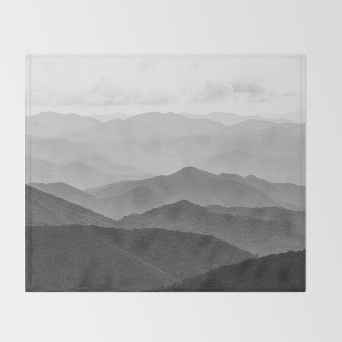 Forest Fade - Black and White Landscape Nature Photography Throw Blanket Gallery Image 2